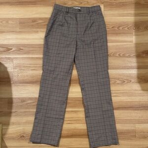 Reformation Women's Plaid Pants - Gray and Brown